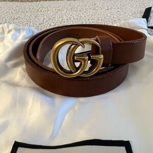 100% authentic GG Marmont thin leather belt